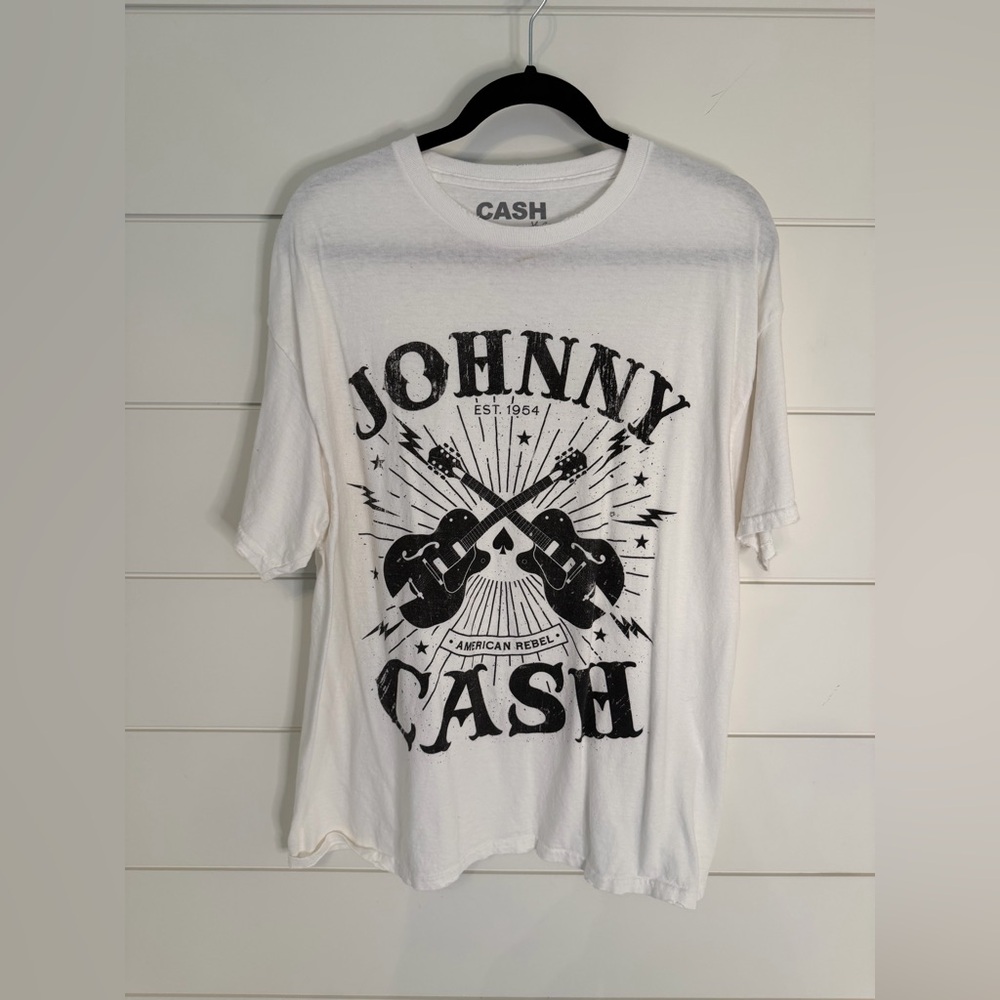 Cash White Oversized Johnny Cash Graphic Short Sleeve Tee